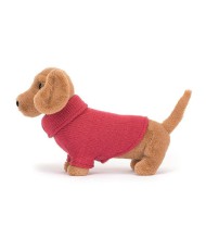 Piesek Jamnik w Sweterku Różowym 14 cm