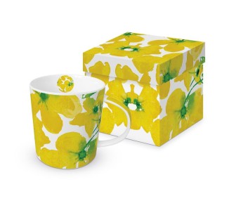Żółte Kwiatki Kubek Porcelanowy w Ozdobnym Pudełku