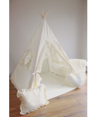 Namiot Tipi dla dzieci z falbankami - Ecrue + Girlanda