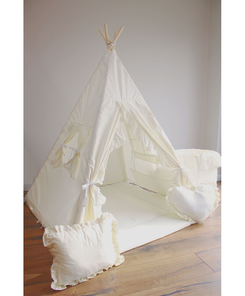 Namiot Tipi dla dzieci z falbankami - Ecrue